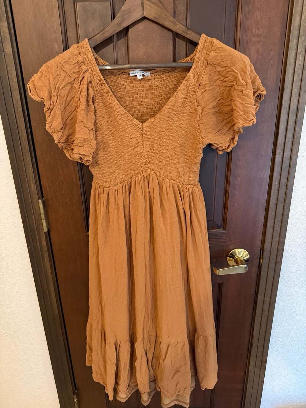 Baltic Born Marsden Smocked Midi Dress Rust Size M